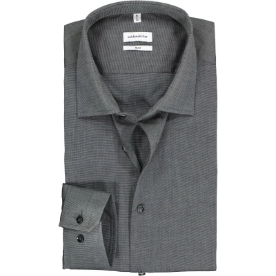 Afbeelding van Seidensticker slim fit overhemd mouwlengte 7 grijs Strijkvrij Boordmaat: 38
