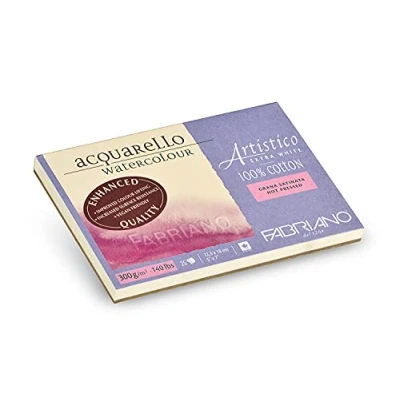 Afbeelding van Honsell Fabriano Artistico Acquarello Watercolour, extra wit, gesatineerd hot pressed, 12,5 x 18 cm, 25 vellen 300 g/m², hoogwaardig kunstenaars aquarelkarton, blok 4 zijdig gelijmd, veganistisch