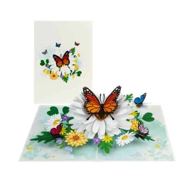 Afbeelding van Wenskaart Kiriori 3D Vlinder Bloem met Envelop
