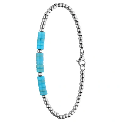 Afbeelding van Lucardi Dames Stalen Armband met turquoise Staal Zilverkleurig 20 cm