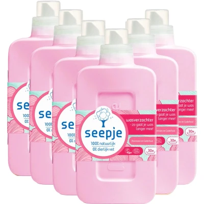 Afbeelding van 6x Seepje Wasverzachter Navulling Pioenroos en Cederhout 30 Wasbeurten 750 ml