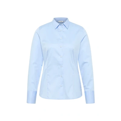 Afbeelding van Eterna Satin Shirt Regular FIT Overhemdblouse, Dames, Maat: 34, Hellblau