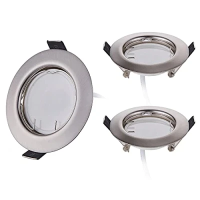 Afbeelding van HCFEI Set van 3 led inbouwspots, super vlak, W, geborsteld roestvrij staal, 230 V, dimbaar, 55 mm inbouwgat, 120 stralingshoek (warm wit 3000 K)