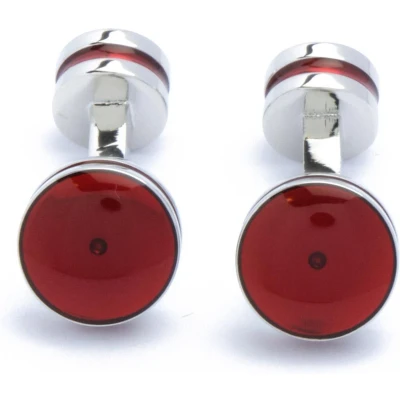 Afbeelding van Manchetknopen Zilver met Rood Klassiek