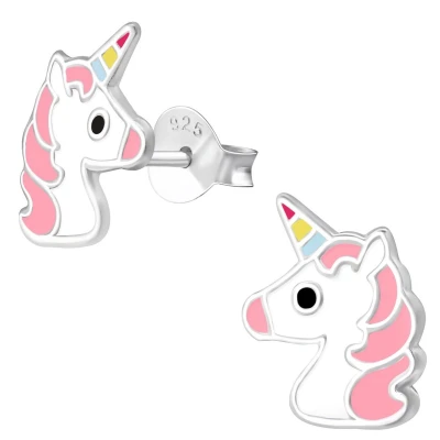 Afbeelding van JoyS Zilveren eenhoorn oorbellen 9 x 11 mm unicorn