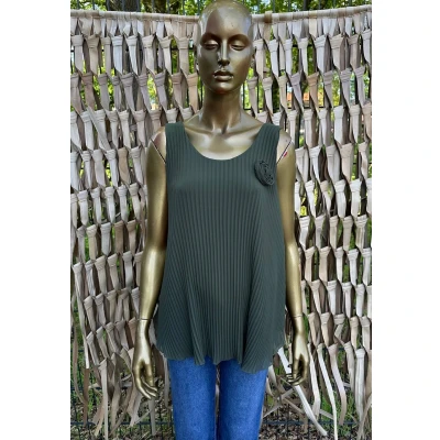 Afbeelding van Plissé Top Roosje Army Green One Size (Maat 38 t/m 42)