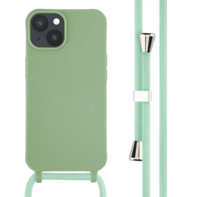 Afbeelding van Apple iPhone 14 Hoesje Siliconen en TPU (zacht) iMoshion Softcase/Koordhoesje/Backcover Groen Telefoonhoesje