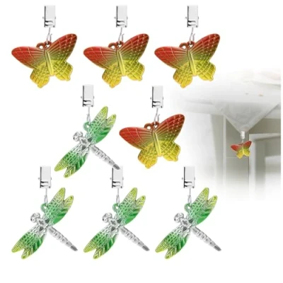 Afbeelding van COM FOUR® 8x tafelkleedgewichten in de vorm van libellen en vlinders tafelkleedklemmen ca. 35 g per stuk (rood + groen)