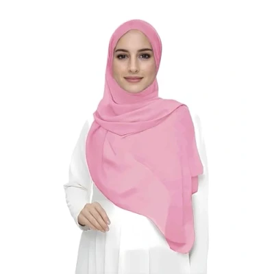 Afbeelding van Premium Chiffon Hijab Hoofd Sjaal Wrap Voor Moslim Vrouwen Lichtgewicht (Roze)