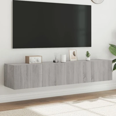 Afbeelding van Tv wandmeubels met LED 2 st 80x35x31 cm grijs sonoma