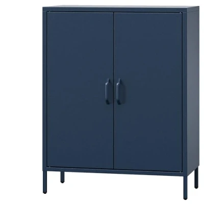 Afbeelding van Jan Nowak Dressoir met Dubbele Deur Vito 80 x 101,5 40 cm Glanzend Oppervlak, Verstelbare Planken, Magneetsluiting Highboard voor Woonkamer, Hal, Industrieel Design Marineblauw