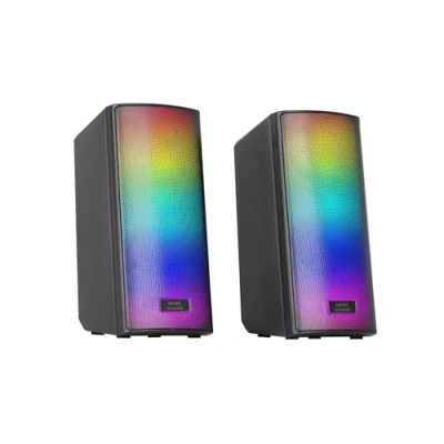Afbeelding van MARSGAMING MSRGB2, Lluidsprekers Bluetooth 5.3 15W, DSP Geluidsprocessor, Dynamische RGB Verlichting, Front Totaal Mesh, Compacte Luidsprekers met Regelkast, Jack 3.5mm en USB Ingang, Zwart