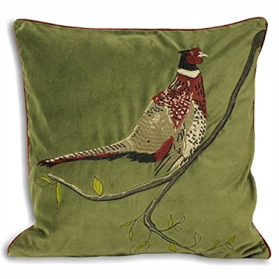 Afbeelding van Paoletti H/Velvet 45X45 C/C Pheasant GREE, groen, 45x45cm