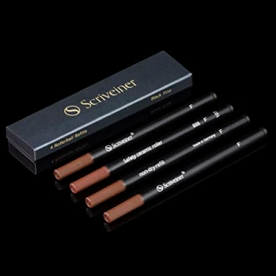 Afbeelding van Scriveiner Tintenroller Mine Schwarz Fein 4 Rollerball Refill Minen in hervorragender Qualität für Stifte Sicherheits Keramikmine F Schmidt 888