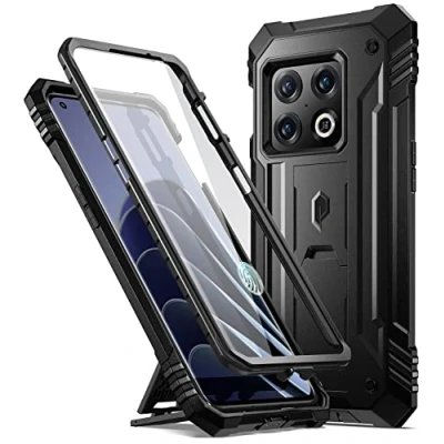 Afbeelding van Poetic Revolution Hoesje compatibel met OnePlus 10 Pro 5G, ingebouwde schermbeschermer werkt vingerafdruk ID, full body robuuste schokbestendige beschermhoes kickstand, zwart