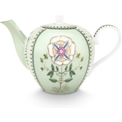 Afbeelding van Pip Studio Lily &amp; Lotus Theepot 1.6 Ltr. Groen Porselein Vaatwasserbestendig