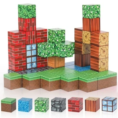 Afbeelding van Euakee 64 stuks magnetische bouwstenen, build mijn magneten wereld set, magnetisch speelgoed voor kinderen, Montessori vanaf 3 4 5 6 7 8 jaar, cadeau kinderen