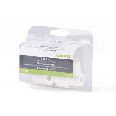 Afbeelding van Alberts 338695 Afstandshuls ingeperst kunststof, wit 20 x mm set van 10