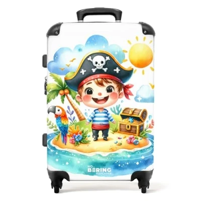 Afbeelding van NoBoringSuitcases.com® Kindertrolley jongens piraat Reiskoffer kinderen 20 kg bagage