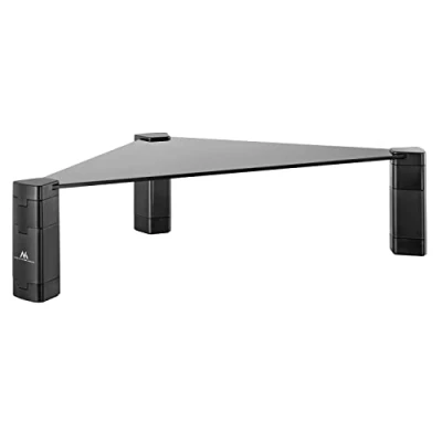 Afbeelding van Maclean monitorstandaard Hoekplank In hoogte verstelbare Laptopstandaard Gehard glas Monitorverhoger tot max. 20kg Driehoekig