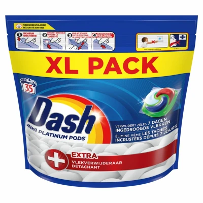 Afbeelding van 3x Dash Wasmiddelcapsules 4in1 Pods +Extra Vlekkenverwijderaar 35 stuks
