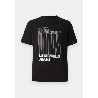 Afbeelding van Karl Lagerfeld Jeans Barcode TEE Tshirt print, Heren, Maat: XXL, Black