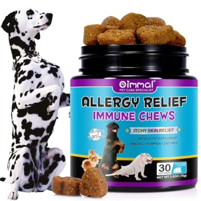 Afbeelding van Jeuk En Immuunkauwsnacks Voor Honden, Huisdierallergie Verlichting Immuniteitstraktaties, Jeukende Huidverlichting Supplement Stop Klauwen, Anti Alle Rassen Maten 30 Stuks