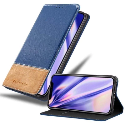 Afbeelding van Cadorabo Hoesje geschikt voor Apple iPhone XS MAX in DONKERBLAUW BRUIN Beschermhoes met magnetische sluiting, standfunctie en kaartvakje Book Case Cover Etui