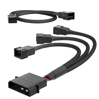 Afbeelding van KabelDirekt 2 pin Molex ventilator Y kabel (12 V op 3 x 15 cm, plus PWM verlengkabel 30 cm)