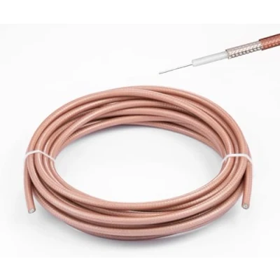 Afbeelding van Vecys RG142 Kabel Low Loss RF Coaxiale 16.4FT/5M Bruin Verzilverd Koper Dubbel Afgeschermde Coax