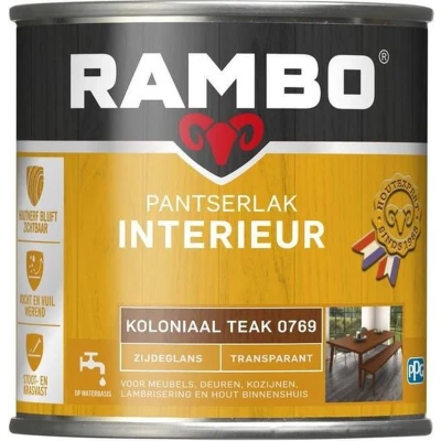 Afbeelding van Rambo Interieur Lak Transparant Zijdeglans Koloniaal Teak 0769 0,75 liter