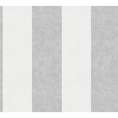 Afbeelding van A.S. Création Vliesbehang Gestreept Behang in Grijs, Crème en Wit voor diverse kamers Muurbehang 10,05 m x 0,53