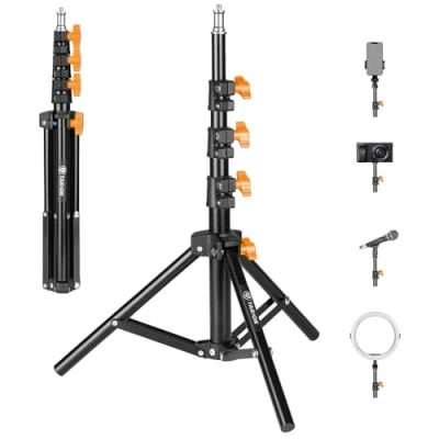 Afbeelding van TARION Lichtstandaard voor camera&#039;s studio 130 cm draagbare verlichting statief mini fotografielampstandaard lichtgewicht opvouwbaar compact video opname Videografie TLS 02