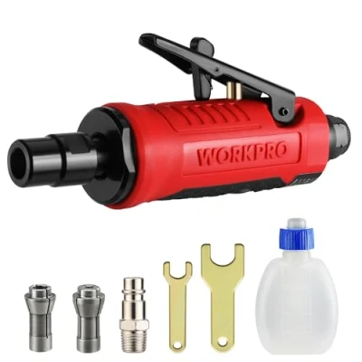 Afbeelding van WORKPRO persluchtschuurmachine, rechte uitvoering, 1/4 inch (6,3 mm), multifunctioneel gereedschap voor metaal, hout, kunststof, toerental: 25000 omw/min