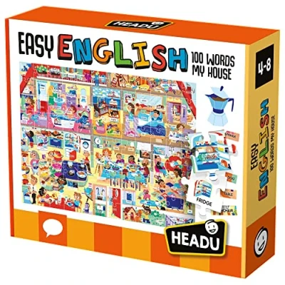 Afbeelding van headu Easy English 100 Words My House educatief spel, meerkleurig, IT23158