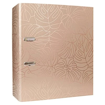 Afbeelding van Interdruk Ordner A4 75 mm Metallic design Roségoud Monstera