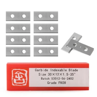Afbeelding van Omkeerplaten, wisselbaar hardmetalen omkeermes, 1,5 mm dik, 2 snijranden, 10 stuks reservemesjes, 30 x 12 mm, voor draaiplaten, vlakfrees