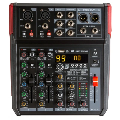 Afbeelding van JB Systems Live 6 PA mixer compact formaat, ingangen verdeeld over 4 kanalen