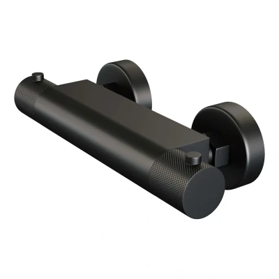 Afbeelding van Brauer Black carving Thermostaatkraan opbouw 2 knoppen mat zwart
