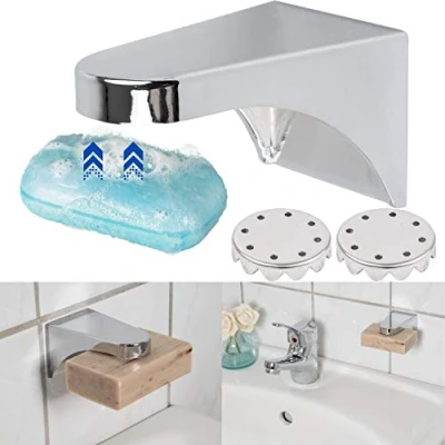 Afbeelding van Magnetische zeephouder, Set van 1, 2 x Platen en 1 Vervangstickers, Zeephouders met magneet, Stabiel robuust voor elke zeep tot 150 gram, zeepschaal, Zeepbakje wandmontage
