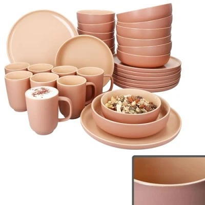 Afbeelding van Ritzenhoff &amp; Breker Jasper Poeder 32 delig combiservies voor 8 personen, aardewerk serviesset met elk x koffiekopjes 170 ml, kommen 360 soepborden en platte borden, ontbijt, lunch koffie