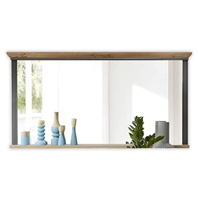 Afbeelding van Spiegel Samine 142x74cm met legplank grafiet/eik