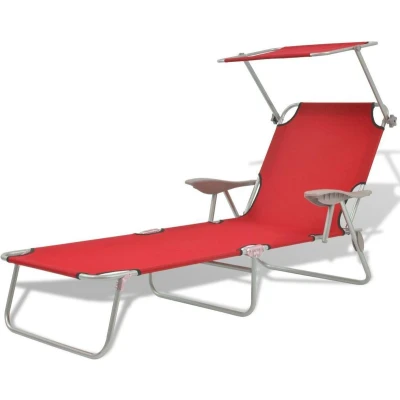 Afbeelding van Ligbed met luifel staal rood