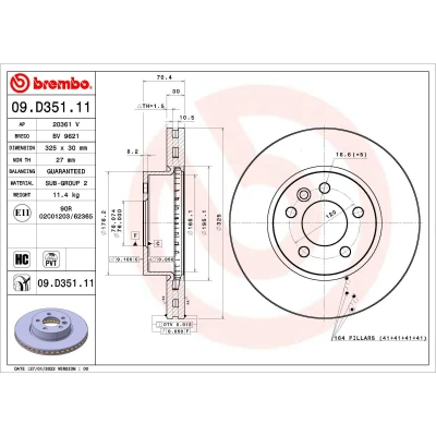 Afbeelding van Brembo Remschijven 09.D351.11