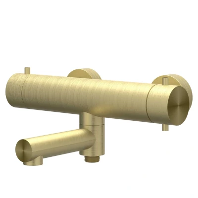 Afbeelding van IVY Concord opbouw badthermostaat met wegdraaibare baduitloop RVS 316 Geborsteld Mat Goud PVD