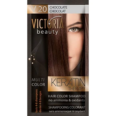 Afbeelding van Victoria Beauty Color shampoo voor gekleurd haar met keratine, kleuring, ammoniak en oxidanten Shokolade (6 x 40 ml)