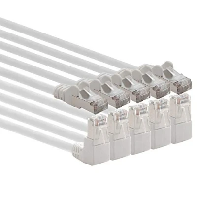 Afbeelding van 1aTTack.de 366193 Cat.6 netwerkkabel hoek 90 graden 2m wit verpakking van 5 Cat6 patchkabel (SFTP PIMF) 1000Mbit/s Rj 45 connector x meter