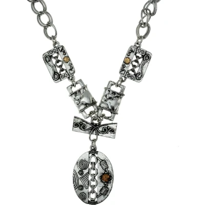 Afbeelding van Behave Schakel ketting zilver kleur met hanger 40 cm