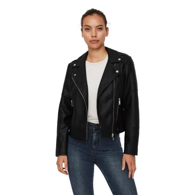 Afbeelding van VERO MODA imitatieleren bikerjack VMKERRIULTRA zwart
