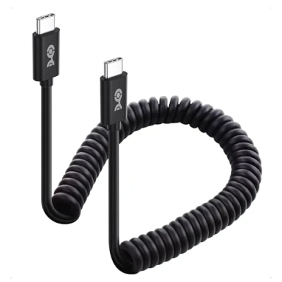 Afbeelding van Cable Matters Opgerolde USB C naar kabel met 3A/60W snel opladen 1 4 voet, ondersteuning Apple CarPlay, Android Auto, oplaadkabel voor iPhone 15/15 Pro/15 Plus/15 Pro Max, Galaxy S23, iPad